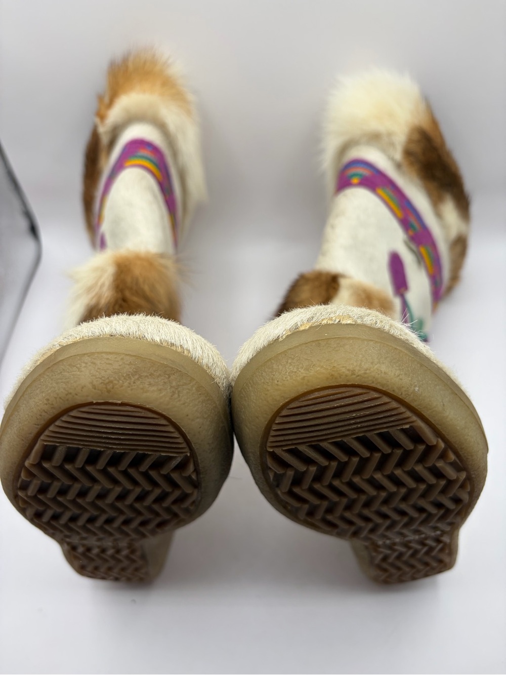 Vintage Tecnica Italy White Fur Ski Snow Boots Skandia Aztec Goat EU39 US 9 - Picture 6 of 11